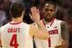 CHICAGO, IL - MARCH 16: Deshaun Thomas #1 and Aaron Craft #4 of the Ohio State Buckeyes react after scoring against the Michigan State Spartans during a semifinal game of the Big Ten Basketball Tournament at the United Center on March 16, 2013 in Chicago, Illinois. Ohio State defeats Michigan State 61-58. (Photo by Jonathan Daniel/Getty Images)