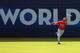 MIAMI, FL - MARCH 16: Luis Figueroa #3 of Puerto Rico chases down a frisbee during a World Baseball Classic second round game against the Dominican Republicat Marlins Park on March 16, 2013 in Miami, Florida. (Photo by Mike Ehrmann/Getty Images)