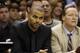 Mar 11, 2013; San Antonio, TX, USA; San Antonio Spurs guard Tony Parker (9) watches from the bench during the first half against the Oklahoma City Thunder at the AT&T Center. Mandatory Credit: Soobum Im-USA TODAY Sports