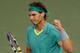 Mar 14, 2013; Indian Wells, CA, USA; Rafael Nadal (ESP) pumps his fist as he wins his quarter final match against Roger Federer (SUI) at the BNP Paribas Open at the Indian Wells Tennis Garden. Nadal won 6-4, 6-2. Mandatory Credit: Jayne Kamin-Oncea-USA TODAY Sports