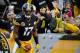 PITTSBURGH, PA - DECEMBER 09: Mike Wallace #17 of the Pittsburgh Steelers reacts with fans after his touchdown in the third quarter against the San Diego Chargers on December 9, 2012 at Heinz Field in Pittsburgh, Pennsylvania. San Diego won the game 34-24. (Photo by Joe Sargent/Getty Images)