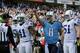 NASHVILLE, TN - OCTOBER 28: Quarterback Matt Hasselbeck #8 of the Tennessee Titans points to a replay on the jumbotron after an offensive pass interference penalty was called in favor of the Indianapolis Colts at LP Field on October 28, 2012 in Nashville, Tennessee. (Photo by Frederick Breedon/Getty Images)