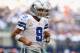 ARLINGTON, TX - NOVEMBER 18: Tony Romo #9 of the Dallas Cowboys runs off the field after a failed conversion during play against the Cleveland Browns at Cowboys Stadium on November 18, 2012 in Arlington, Texas. (Photo by Ronald Martinez/Getty Images)