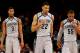 NEW YORK, NY - MARCH 15: (L-R) Mikael Hopkins #3, Otto Porter Jr. #22 and Jabril Trawick #55 of the Georgetown Hoyas walk back to the bench in the second half against the Syracuse Orange during the semifinals of the Big East Men's Basketball Tournament at Madison Square Garden on March 15, 2013 in New York City. (Photo by Al Bello/Getty Images)