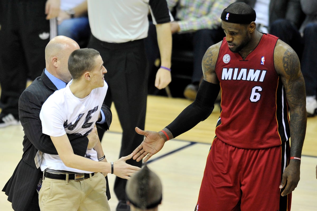 Cavs Fan Runs on Floor During Heat Game, Gets Pat on Head from LeBron