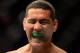 July 11, 2012; San Jose, CA, USA; Chris Weidman reacts during his fight against Mark Munoz (not pictured) during the middleweight bout of the UFC on Fuel TV at HP Pavilion. Mandatory Credit: Kyle Terada-USA TODAY Sports