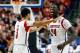 LEXINGTON, KY - MARCH 21: Montrezl Harrell #24 of the Louisville Cardinals celebrates with Peyton Siva #3 after a turnover against the North Carolina A&T Aggies during the second round of the 2013 NCAA Men's Basketball Tournament at the Rupp Arena on March 21, 2013 in Lexington, Kentucky. (Photo by Kevin C. Cox/Getty Images)
