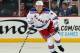 NEWARK, NJ - MARCH 19: Michael Del Zotto #4 of the New York Rangers takes the puck in the first period against the New Jersey Devils at the Prudential Center on March 19, 2013 in Newark, New Jersey. (Photo by Elsa/Getty Images)
