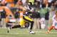 CINCINNATI, OH - OCTOBER 21: Emmanuel Sanders #88 of the Pittsburgh Steelers runs with the ball during the NFL game against the Cincinnati Bengals at Paul Brown Stadium on October 21, 2012 in Cincinnati, Ohio. (Photo by Andy Lyons/Getty Images)