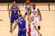 Feb 22, 2013; Toronto, ON, Canada; New York Knicks center Tyson Chandler (6) during the opening tip-off against Toronto Raptors center Jonas Valanciunas (17) as point guard Jason Kidd (5) and forward DeMar DeRozan (10) look on at the Air Canada Centre. The Raptors beat the Knicks 100-98. Mandatory Credit: Tom Szczerbowski-USA TODAY Sports