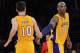 Mar 22, 2013; Los Angeles, CA, USA; Los Angeles Lakers shooting guard Kobe Bryant (24) and point guard Steve Nash (10) in the second half of the game against the Washington Wizards at the Staples Center. Wizards won 103-100. Mandatory Credit: Jayne Kamin-Oncea-USA TODAY Sports
