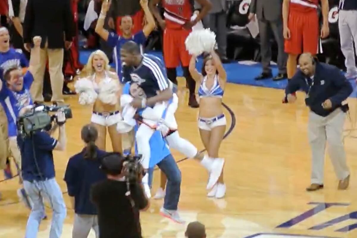 Kevin Durant Pulls a LeBron James Tackles Fan Who Made Half Court Shot