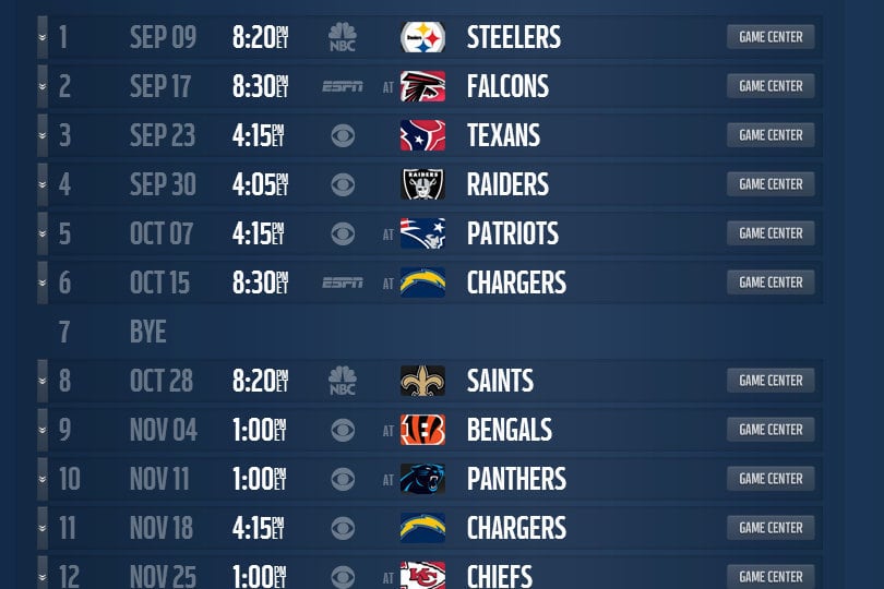 mock schedule projecting the denver broncos 2013 regular season
