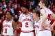 DAYTON, OH - MARCH 22: Yogi Ferrell #11, Christian Watford #2, Jordan Hulls #1 and Cody Zeller #40 of the Indiana Hoosiers look on early in the game against the James Madison Dukes during the second round of the 2013 NCAA Men's Basketball Tournament at UD Arena on March 22, 2013 in Dayton, Ohio. (Photo by Joe Robbins/Getty Images)