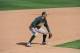 TEMPE, AZ - FEBRUARY 24: Adam Rosales #17 of the Oakland Athletics plays the field during the game against the Los Angeles Angeles of Anaheim on February 24, 2013 at Tempe Diablo Stadium in Tempe, Arizona. The Athletics defeated the Angels 7-5. (Photo by Rich Pilling/Getty Images)