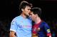 BARCELONA, SPAIN - NOVEMBER 03: Lionel Messi of FC Barcelona (R) argues with Jonathan Vila of RC Celta de Vigo during the La Liga match between FC Barcelona and RC Celta de Vigo at Camp Nou on November 3, 2012 in Barcelona, Spain. (Photo by David Ramos/Getty Images)