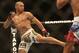 September 22, 2012; Toronto, ON, CANADA; UFC fighter Cub Swanson kicks against UFC fighter Charles Oliveira (right) in the featherweight fight during UFC 152 at the Air Canada Centre. Mandatory Credit: Tom Szczerbowski-USA TODAY Sports