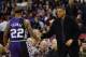 February 9, 2013; Sacramento, CA, USA; Sacramento Kings point guard Isaiah Thomas (22) greets Sacramento mayor Kevin Johnson (right) before the game against the Utah Jazz at Sleep Train Arena. Mandatory Credit: Kyle Terada-USA TODAY Sports