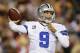 LANDOVER, MD - DECEMBER 30: Tony Romo #9 of the Dallas Cowboys drops back to pass during their game against the Washington Redskins at FedExField on December 30, 2012 in Landover, Maryland. (Photo by Rob Carr/Getty Images)