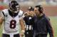 DETROIT, MI - NOVEMBER 22: Head coach Gary Kubiak of the Houston Texans talks with Matt Schaub #8 while playing the Detroit Lions at Ford Field on November 22, 2012 in Detroit, Michigan. Houston won the game 34-31. (Photo by Gregory Shamus/Getty Images)