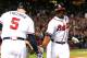 Upton returns to the dugout after launching his first Braves homer
