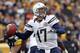 PITTSBURGH, PA - DECEMBER 9: Philip Rivers #17 of the San Diego Chargers drops back to pass against the Pittsburgh Steelers during the game on December 9, 2012 at Heinz Field in Pittsburgh, Pennsylvania. (Photo by Justin K. Aller/Getty Images)