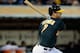 OAKLAND, CA - APRIL 03: Nate Freiman #7 of the Oakland Athletics gets his first Major League base hit and RBI, driving in Josh Donaldson (not pictured) against the Seattle Mariners in the second inning at O.co Coliseum on April 3, 2013 in Oakland, California. (Photo by Thearon W. Henderson/Getty Images)