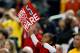 ATLANTA, GA - APRIL 05: A young fan of the Louisville Cardinals holds up a sign, which reads 'Win for #5 Ware' in reference to injured Louisville guard Kevin Ware who suffered a compound fracture of his leg in the Midwest regional Championship game, during practice prior to the NCAA Men's Final Four at the Georgia Dome on April 5, 2013 in Atlanta, Georgia. (Photo by Kevin C. Cox/Getty Images)