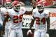 CLEVELAND - SEPTEMBER 19: Cornerback Brandon Flowers #24 of the Kansas City Chiefs celebrates a touchdown with Eric Berry #29 against the Cleveland Browns at Cleveland Browns Stadium on September 19, 2010 in Cleveland, Ohio. (Photo by Matt Sullivan/Getty Images)