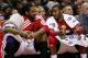 March 3, 2013; Washington, DC, USA; Washington Wizards point guard John Wall (right) talks with Wizards center Nene (left) on the bench against the Philadelphia 76ers in the second quarter at Verizon Center. The Wizards won 90-87. Mandatory Credit: Geoff Burke-USA TODAY Sports