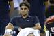 Aug 30, 2012; Queens, NY, USA; Roger Federer (SUI) rests during a line change in his match against Bjorn Phau (GER) on day four of the 2012 US Open at Billie Jean King National Tennis Center. Mandatory Credit: Susan Mullane-USA TODAY Sports