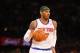 NEW YORK, NY - APRIL 09: Carmelo Anthony #7 of the New York Knicks dribbles the ball upcourt against the Washington Wizards during their game at Madison Square Garden on April 9, 2013 in New York City. NOTE TO USER: User expressly acknowledges and agrees that, by downloading and or using this photograph, User is consenting to the terms and conditions of the Getty Images License Agreement. (Photo by Al Bello/Getty Images)