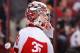 GLENDALE, AZ - APRIL 04: Goaltender Jimmy Howard #35 of the Detroit Red Wings during the NHL game against the Phoenix Coyotes at Jobing.com Arena on April 4, 2013 in Glendale, Arizona. The Coyotes defeated the Red Wings 4-2. (Photo by Christian Petersen/Getty Images)