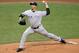 Apr 9, 2013; Cleveland, OH, USA; New York Yankees starting pitcher Andy Pettitte (46) delivers in the first inning against the Cleveland Indians at Progressive Field. Mandatory Credit: David Richard-USA TODAY Sports