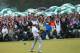 AUGUSTA, GA - APRIL 14: Adam Scott of Australia celebrates after making a birdie on the 18th hole during the final round of the 2013 Masters Tournament at Augusta National Golf Club on April 14, 2013 in Augusta, Georgia. (Photo by Mike Ehrmann/Getty Images)