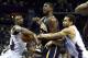 CHARLOTTE, NC - JANUARY 15: Roy Hibbert #55 of the Indiana Pacers has the ball knocked away by Ben Gordon #8 of the Charlotte Bobcats as teammate Jeffery Taylor #44 battles during their game at Time Warner Cable Arena on January 15, 2013 in Charlotte, North Carolina. NOTE TO USER: User expressly acknowledges and agrees that, by downloading and or using this photograph, User is consenting to the terms and conditions of the Getty Images License Agreement. (Photo by Streeter Lecka/Getty Images)