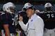 J.B. Grimes coaches his group in a scrimmage on April 6. Photo credit: Todd Van Emst