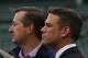 Tom Ricketts (left) and Theo Epstein (right) at a Cubs game.