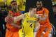 Apr 6, 2013; Atlanta, GA, USA; Michigan Wolverines forward Mitch McGary (4) is guarded closely by Syracuse Orange forward C.J. Fair (5) and Syracuse Orange forward James Southerland (43) in the second half of the semifinals during the 2013 NCAA mens Final Four at the Georgia Dome. Mandatory Credit: Daniel Shirey-USA TODAY Sports