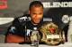 May 19, 2012; San Jose, CA, USA; Daniel Cormier addresses the media in a press conference after defeating Josh Barnett (not pictured) during the heavyweight tournament final bout of the Strikeforce World Grand Prix at HP Pavilion. Mandatory Credit: Kyle Terada-USA TODAY Sports