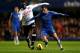LONDON, ENGLAND - NOVEMBER 28: Eden Hazard of Chelsea is closed down by Mahamadou Diarra of Fulham during the Barclays Premier League match between Chelsea and Fulham at Stamford Bridge on November 28, 2012 in London, England. (Photo by Clive Rose/Getty Images)