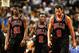 Apr 14, 2013; Miami, FL, USA; Chicago Bulls small forward Jimmy Butler (left) point guard Nate Robinson (center) and shooting guard Marco Belinelli (right) talk in a timeout during the second half against the Miami Heat at American Airlines Arena. Miami won 105-93. Mandatory Credit: Steve Mitchell-USA TODAY Sports