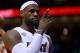 MIAMI, FL - MARCH 22: LeBron James #6 of the Miami Heat reacts to a play during a game against the Detroit Pistons at American Airlines Arena on March 22, 2013 in Miami, Florida. NOTE TO USER: User expressly acknowledges and agrees that, by downloading and or using this photograph, User is consenting to the terms and conditions of the Getty Images License Agreement. (Photo by Mike Ehrmann/Getty Images)