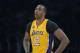 Apr 17, 2013; Los Angeles, CA, USA; Los Angeles Lakers center Dwight Howard (12) reacts during the game against the Houston Rockets at the Staples Center. The Lakers defeated the Rockets 99-95 in overtime. Mandatory Credit: Kirby Lee-USA TODAY Sports