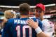 HONOLULU, HI - JANUARY 27: Eli Manning #10 of the NFC's New York Giants greets his brother Peyton Manning #18 of the AFC's Denver Broncos after the conclusion of the 2013 AFC-NFC Pro Bowl on January 27 , 2013 at Aloha Stadium in Honolulu, Hawaii. (Photo by Kent Nishimura/Getty Images)
