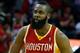 HOUSTON, TX - FEBRUARY 20: James Harden #13 of the Houston Rockets celebrates a three point shot during the game against the Oklahoma City Thunder at Toyota Center on February 20, 2013 in Houston, Texas. NOTE TO USER: User expressly acknowledges and agrees that, by downloading and or using this photograph, User is consenting to the terms and conditions of the Getty Images License Agreement. (Photo by Scott Halleran/Getty Images)