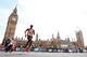 LONDON, ENGLAND - APRIL 22: Wilson Kipsang of Kenya passes Westminster during the Virgin London Marathon 2012 on April 22, 2012 in London, England. (Photo by Jan Kruger/Getty Images)