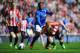 SUNDERLAND, ENGLAND - APRIL 20: Victor Anichebe of Everton battles with Jack Colback of Sunderland (14) during the Barclays Premier League match between Sunderland and Everton at the Stadium of Light on April 20, 2013 in Sunderland, England. (Photo by Michael Regan/Getty Images)