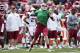 FAYETTEVILLE, AR - APRIL 20: Brandon Allen #10 of the Arkansas Razorback Red Team warms up before the Spring Game at Razorback Stadium on April 20, 2013 in Fayetteville, Arkansas. (Photo by Wesley Hitt/Getty Images)