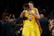 NEW YORK, NY - NOVEMBER 23: Glenn Robinson III #1 of the Michigan Wolverines celebrates with teammate Mitch McGary #4 after defeating the Kansas State Wildcats at Madison Square Garden on November 23, 2012 in New York City. Michigan Wolverines defeated Kansas State Wildcats 71-57. (Photo by Mike Stobe/Getty Images)